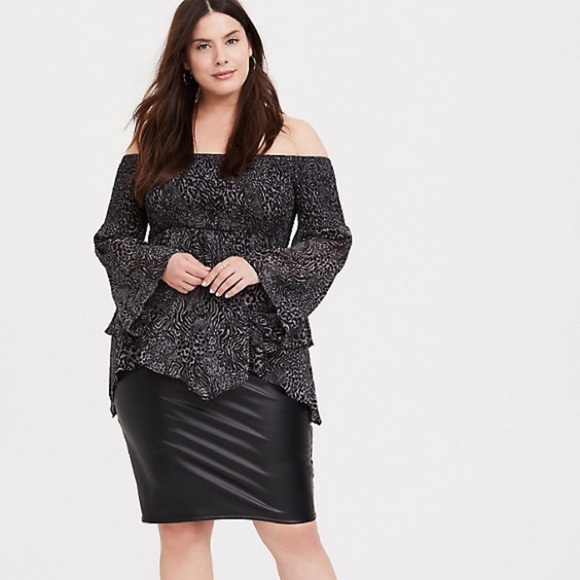 torrid Tops - NWT Torrid Animal Print Chiffon Off Shoulder Tunic Blouse Size 5X